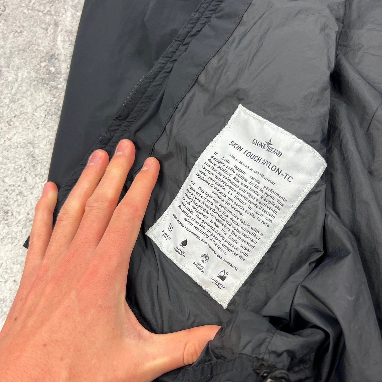 Stone Island Black Skin Touch Nylon Jacket Small 20.5”