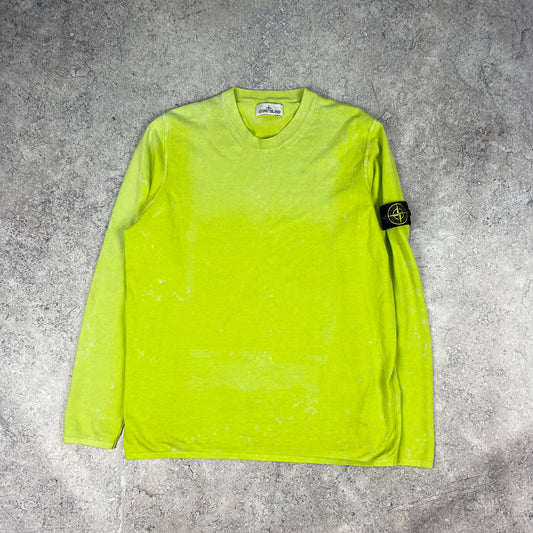 Stone Island Lime OVD Knit Sweatshirt Large 22.75”