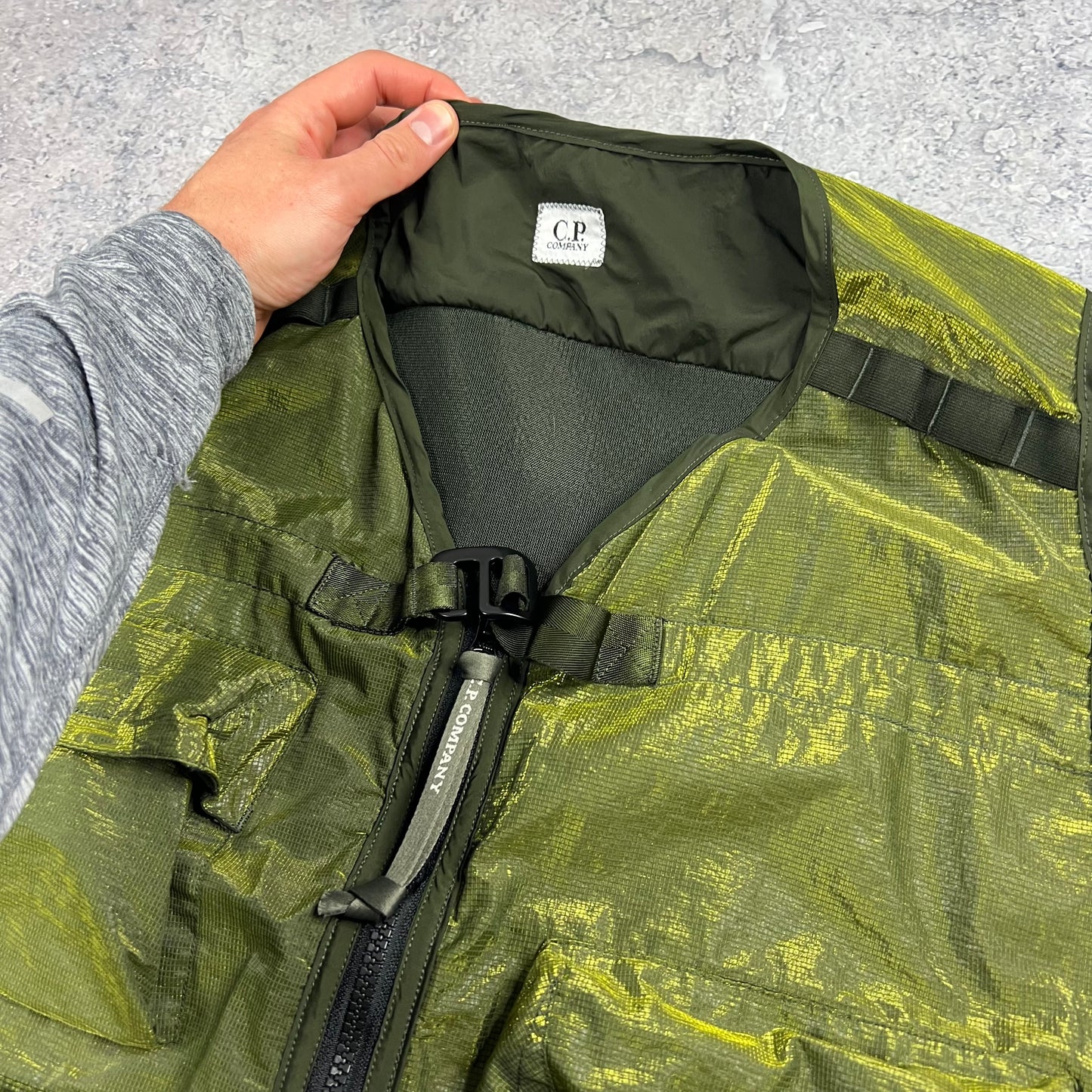CP Company Green Prism Nylon Lens Gilet Size 48- Medium 21.75”
