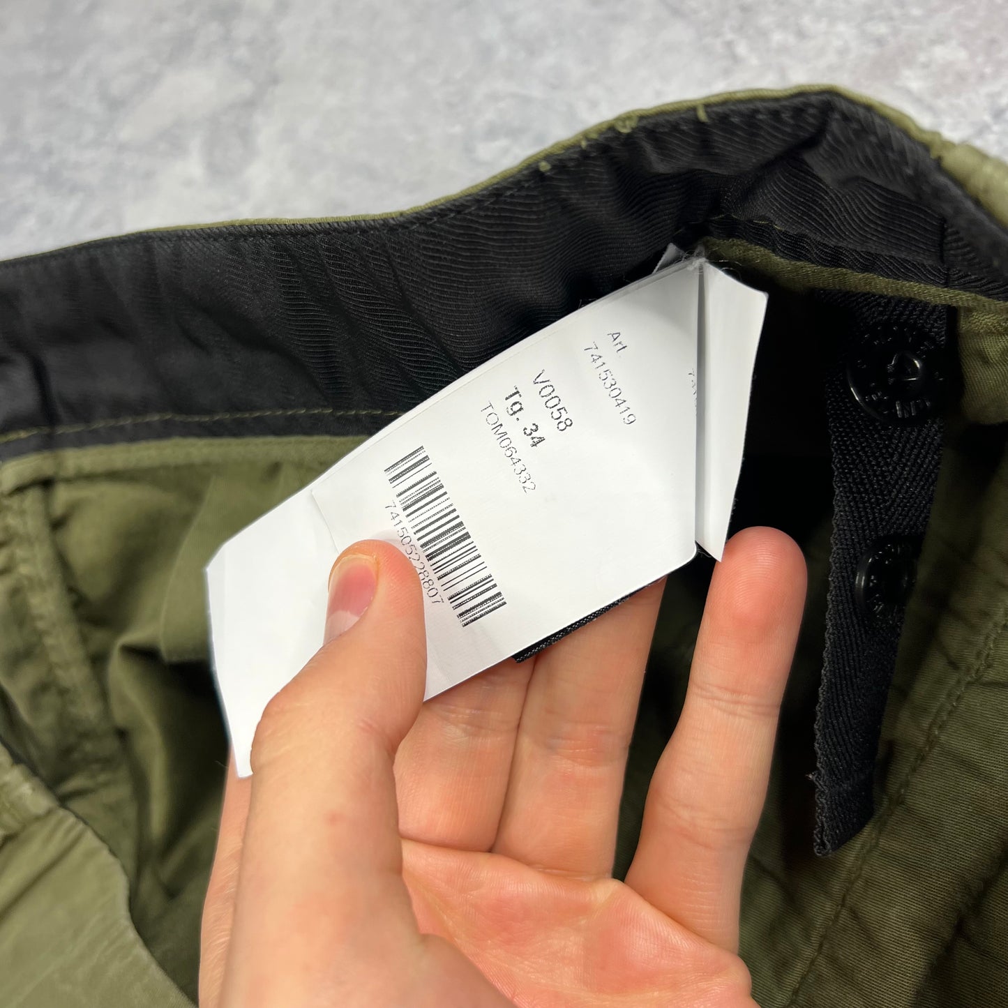Stone Island Khaki Cargo Trousers W34”