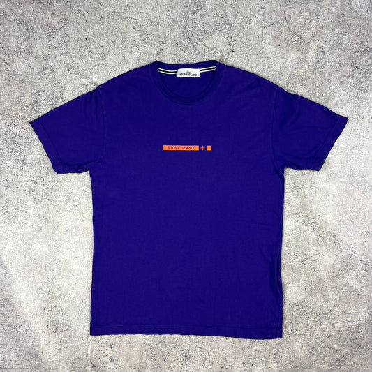 Stone Island Blue/Orange Micro Dot Logo T-Shirt Large 20.25”