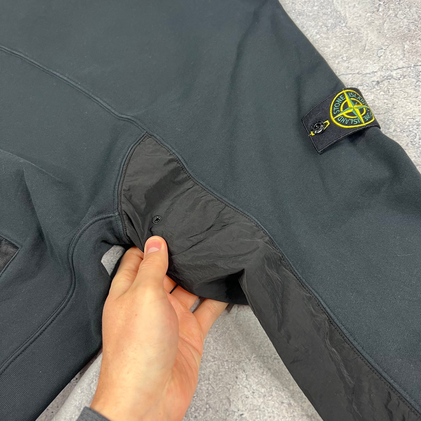 Stone Island Black Nylon Metal Sweatshirt XL 23.75”