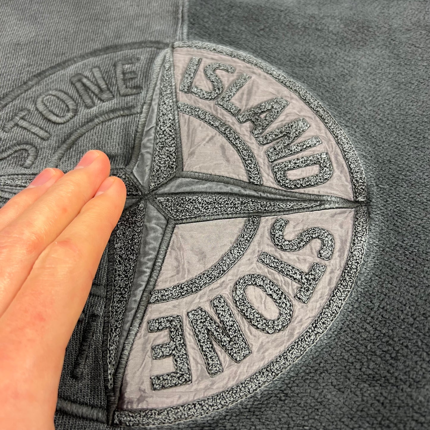 Stone Island Grey Old Dye Treatment Sweatshirt Large 25”