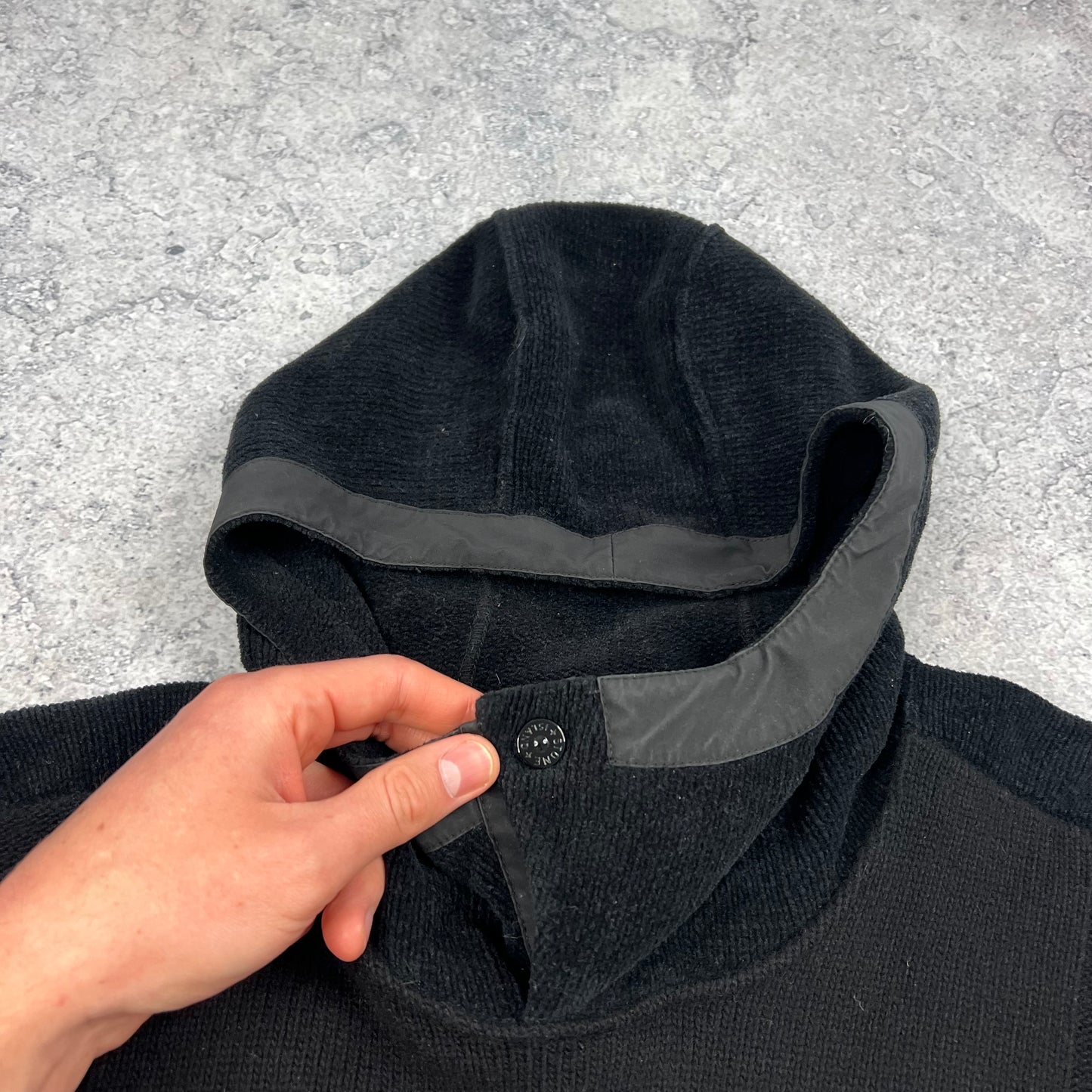 Stone Island Black Ghost Chenille Knit Hoodie Large 23.5”