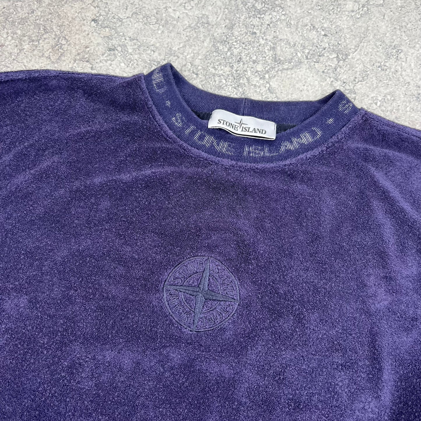 Stone Island Blue Terry Fleece Sweatshirt XL 26.5”