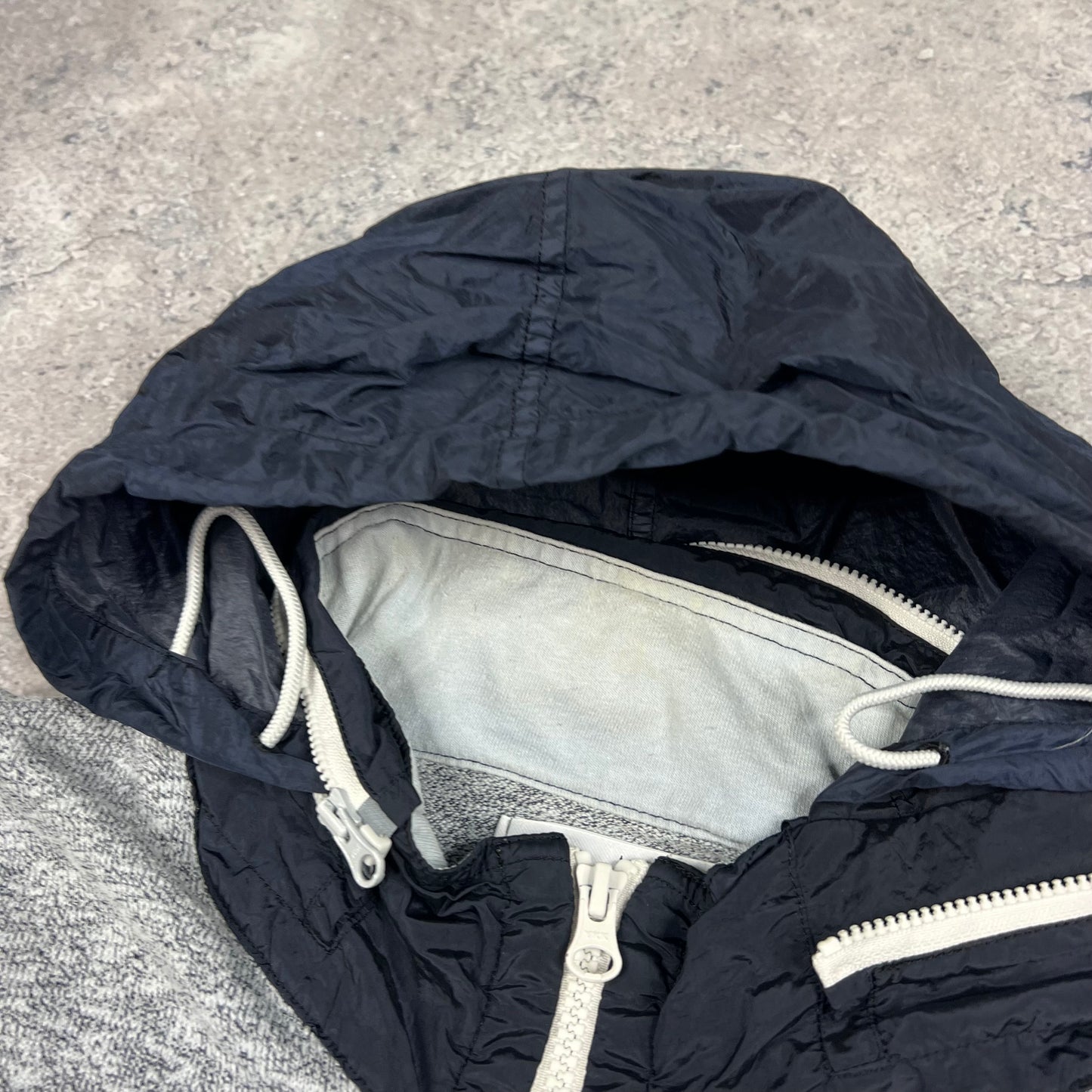 Stone Island Blue Full Zip Hooded Knit Sweatshirt XL 21.5”