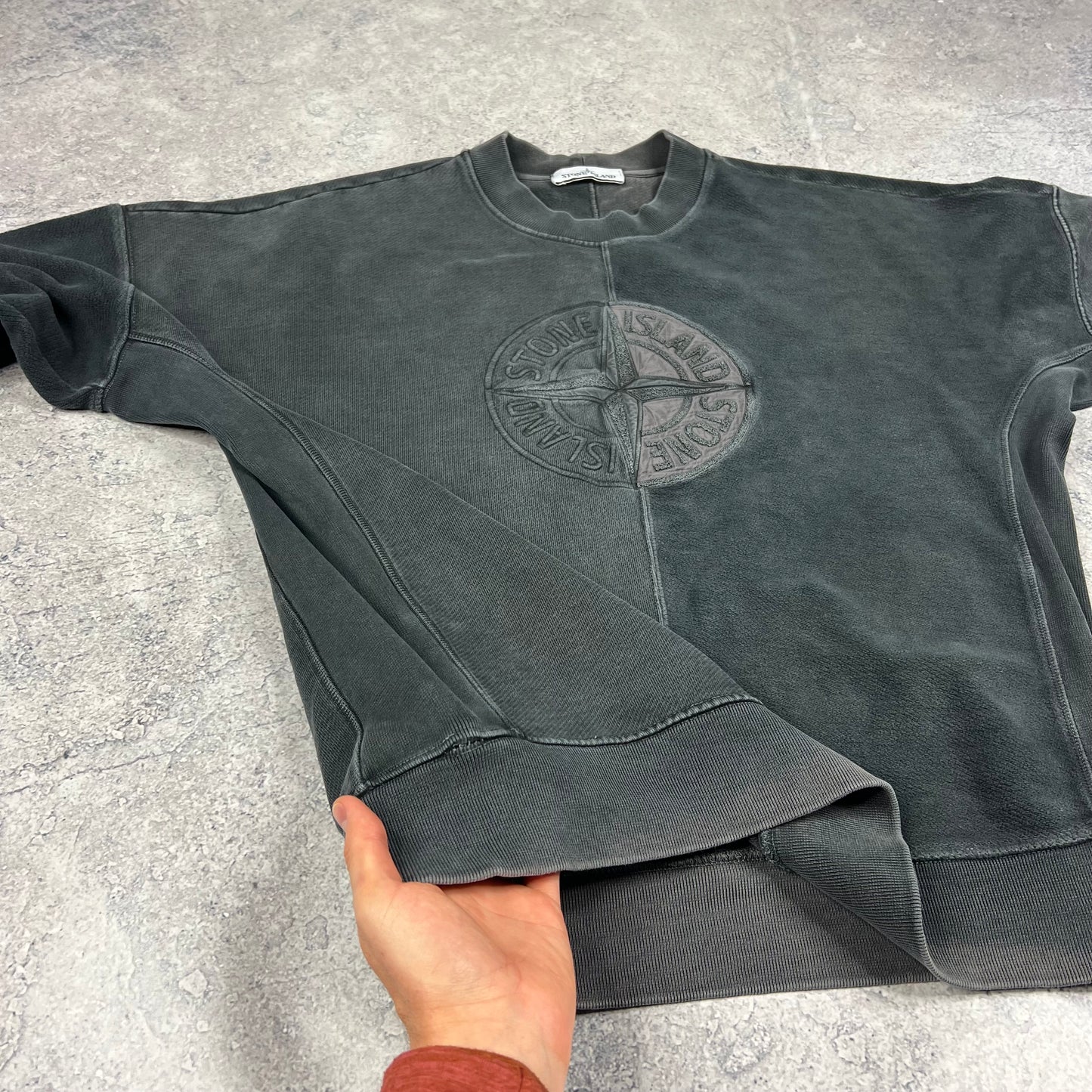 Stone Island Grey Old Dye Treatment Sweatshirt Large 25”