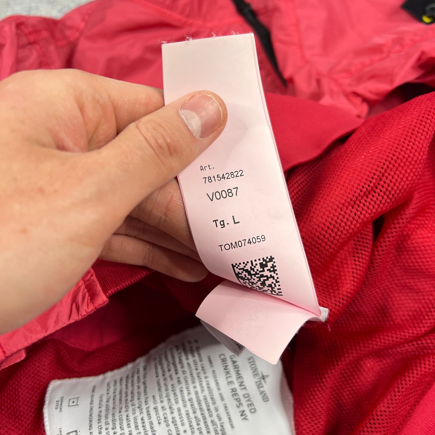 Stone Island Pink Crinkle Reps Jacket Large 22.5”