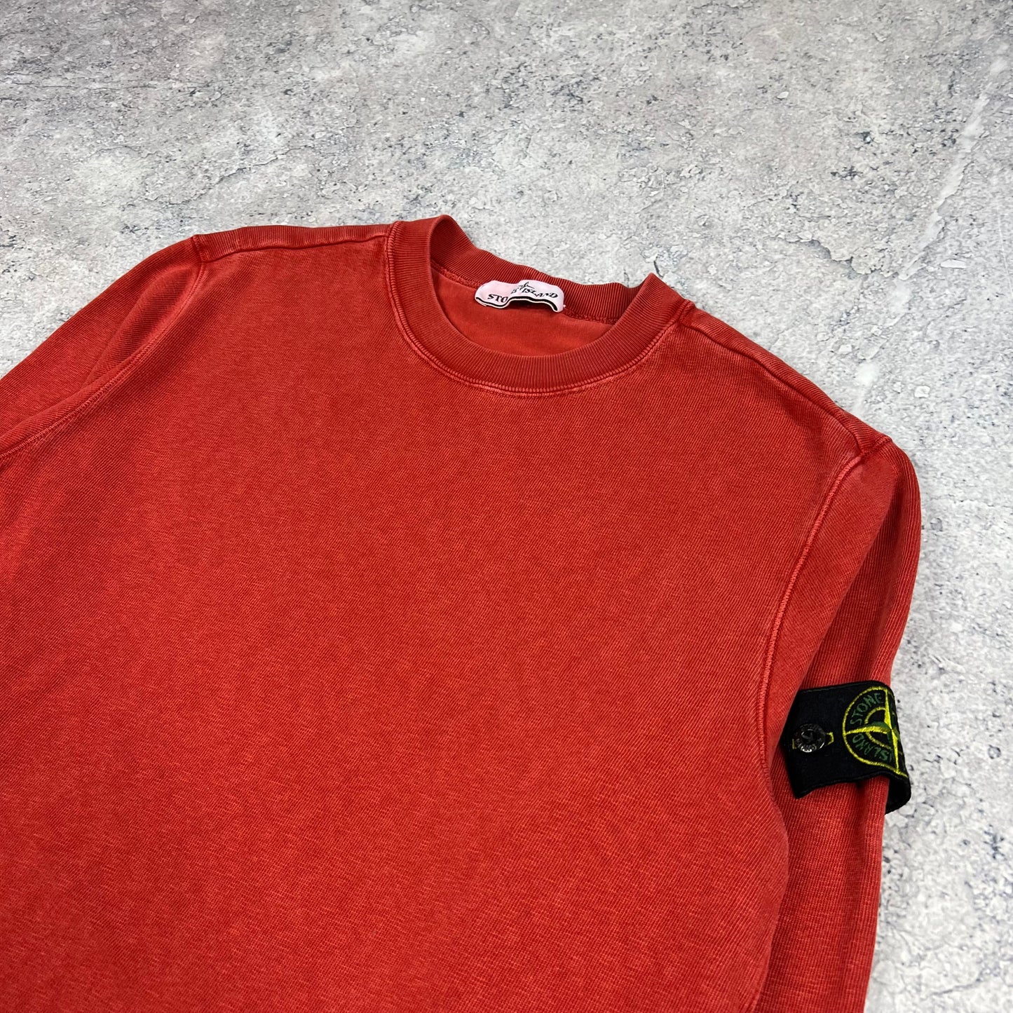 Stone Island Red Garment Dyed Sweatshirt Small 19.75”