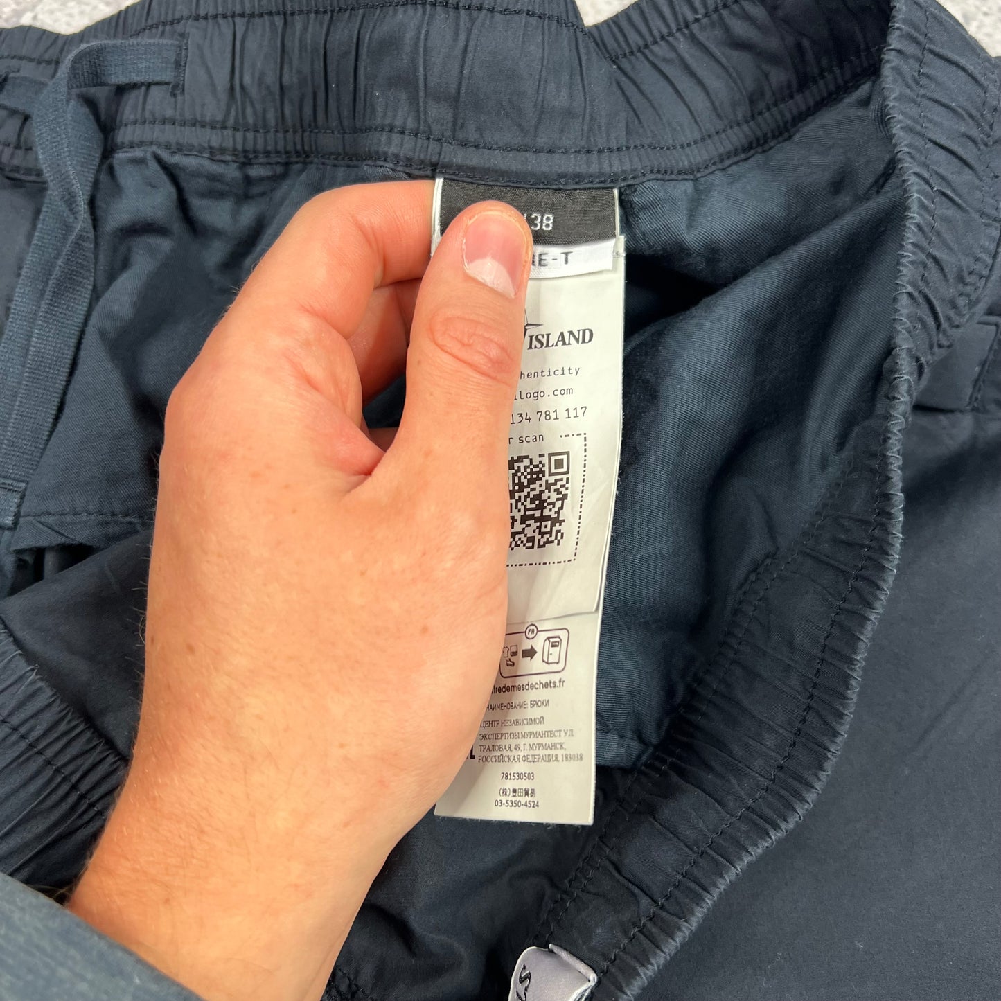 Stone Island Navy Cuffed Cargo Trousers W38”