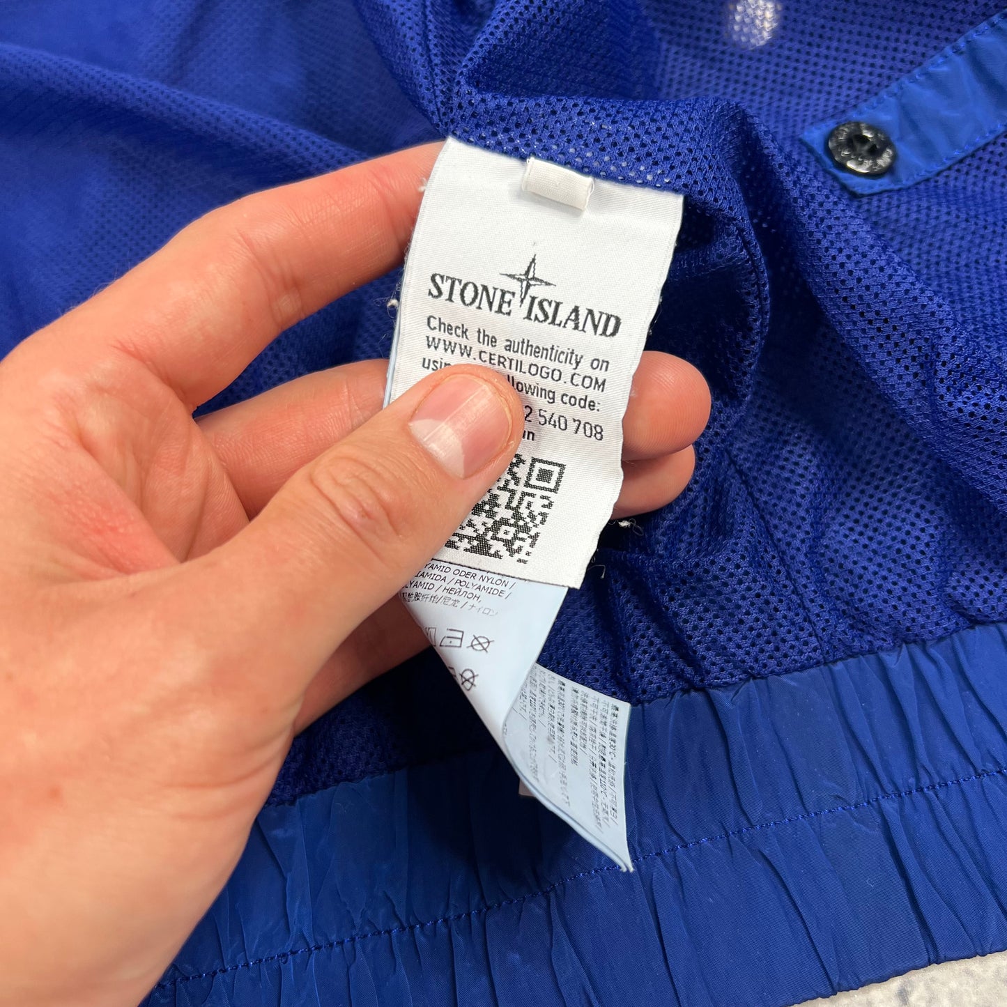 Stone Island x Supreme Blue Nylon Metal Jacket Small 21.75”