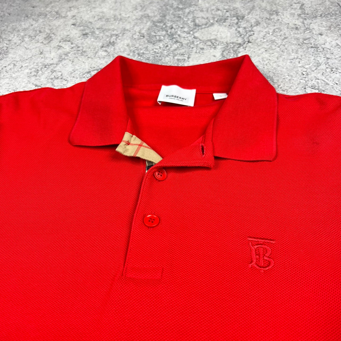 Burberry Red Long Sleeve Polo Shirt Large 21.25”