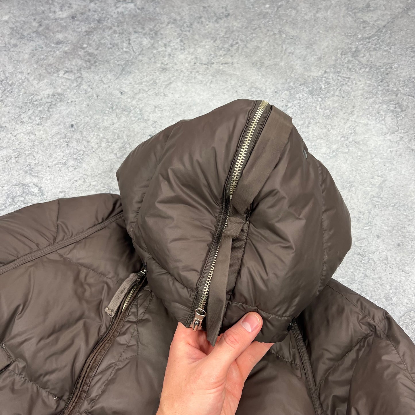 Stone Island Brown Opaque Nylon Tela Down Jacket XL 24.5”