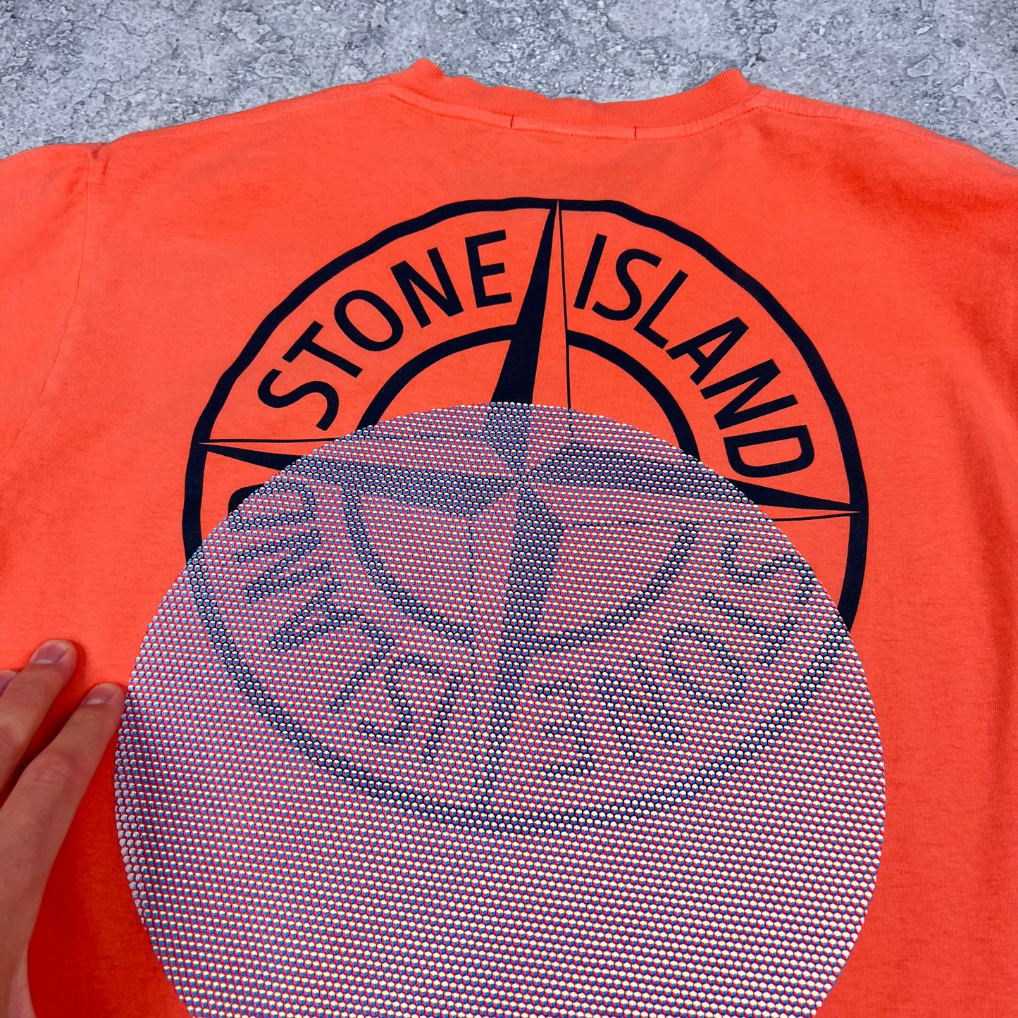 Stone Island Orange Tricromia T-Shirt Small 19”