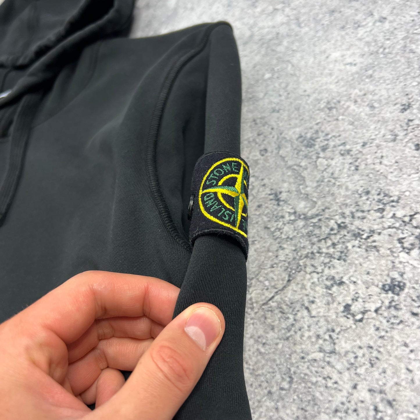 Stone Island Black Pullover Hoodie Large 22.5”