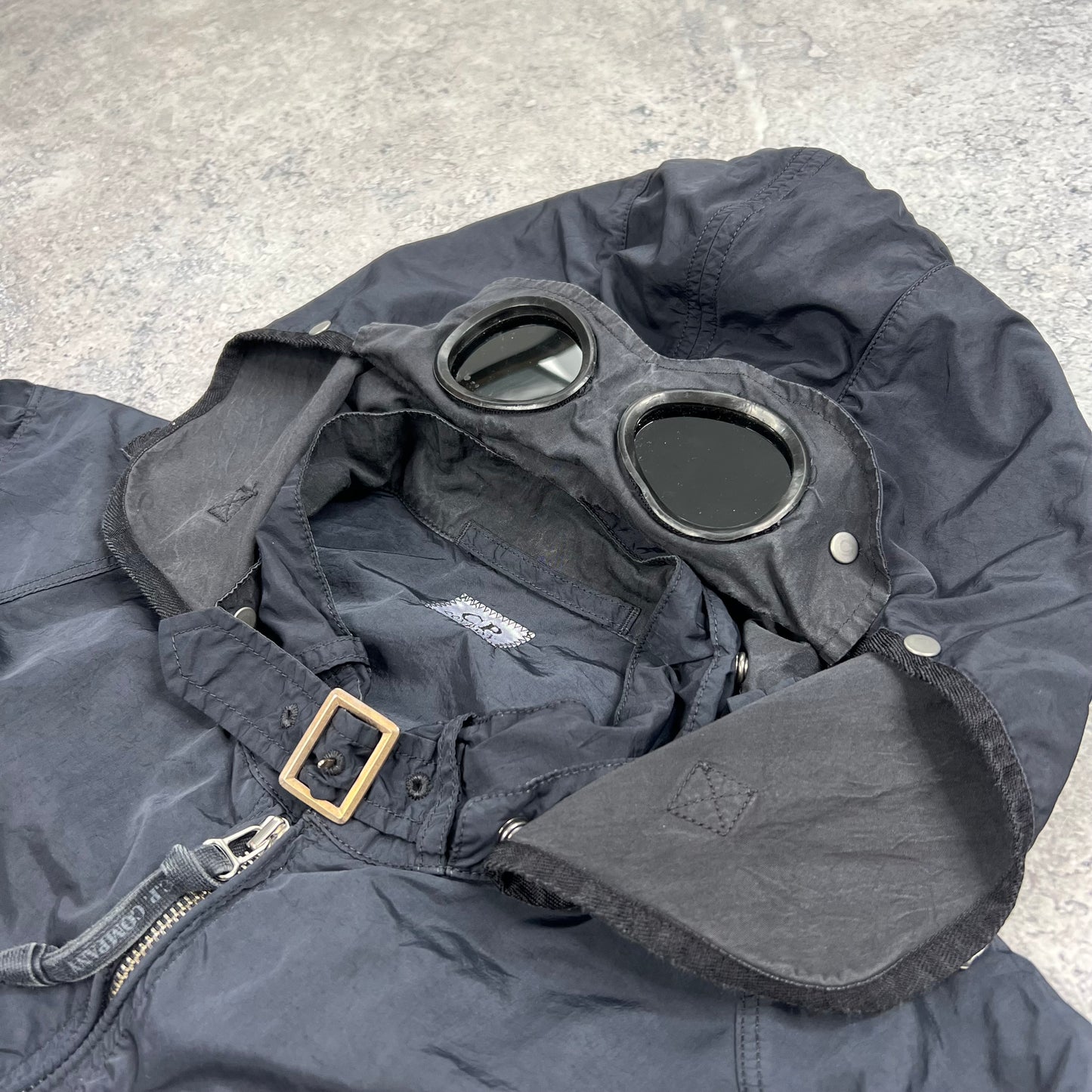 CP Company Navy Nylon Goggle Jacket 54- L/XL 22.75”