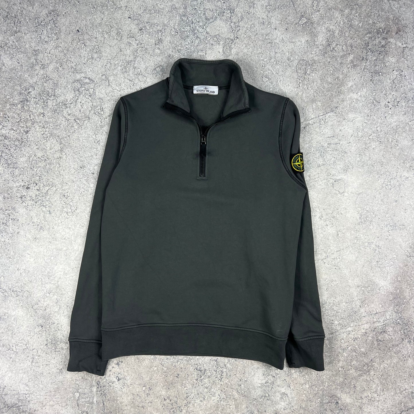 Stone Island Dark Grey Quarter Zip Sweatshirt Small 20.5”