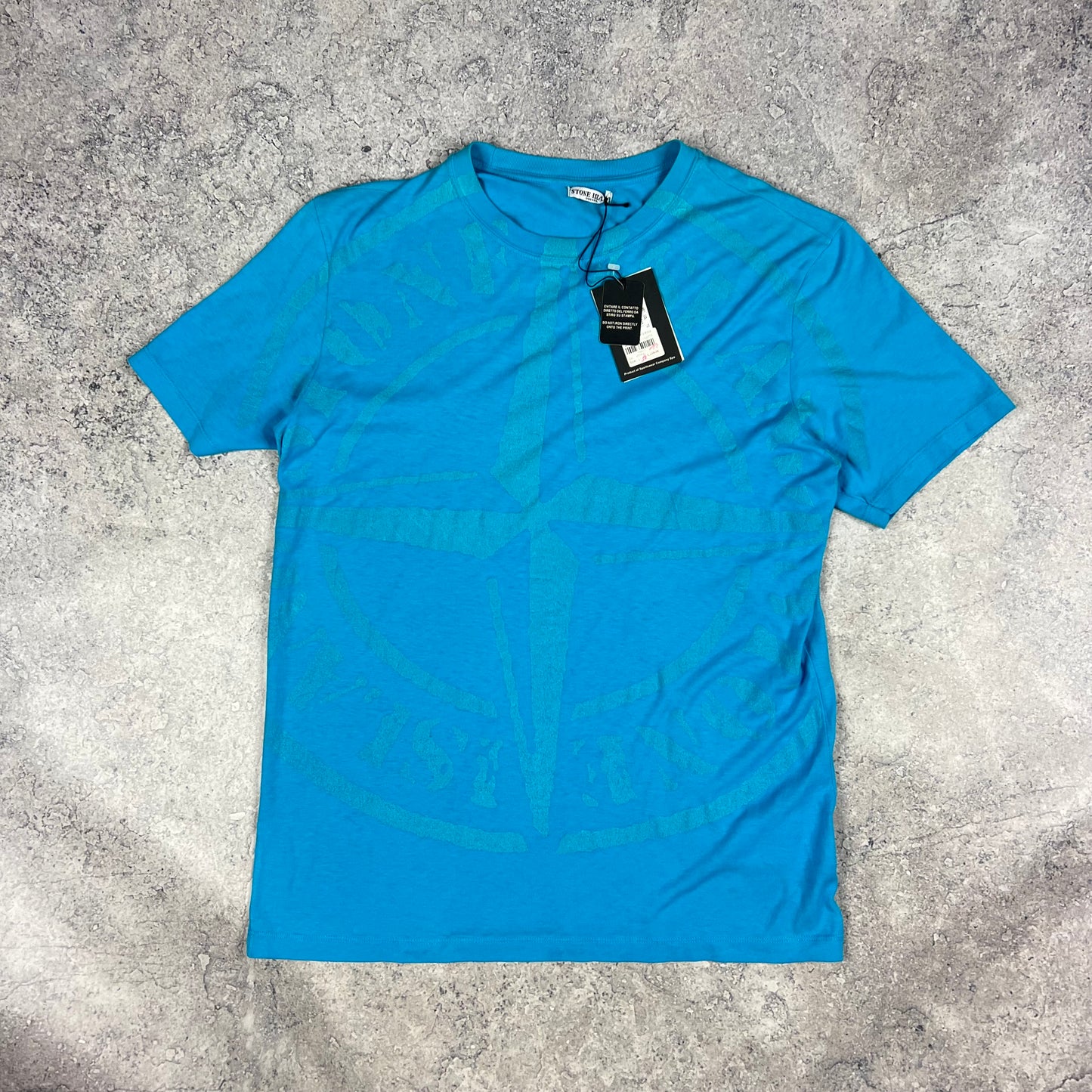 Stone Island Blue Phosphorescent Print T-Shirt Large (Fits S/M) 19.75”