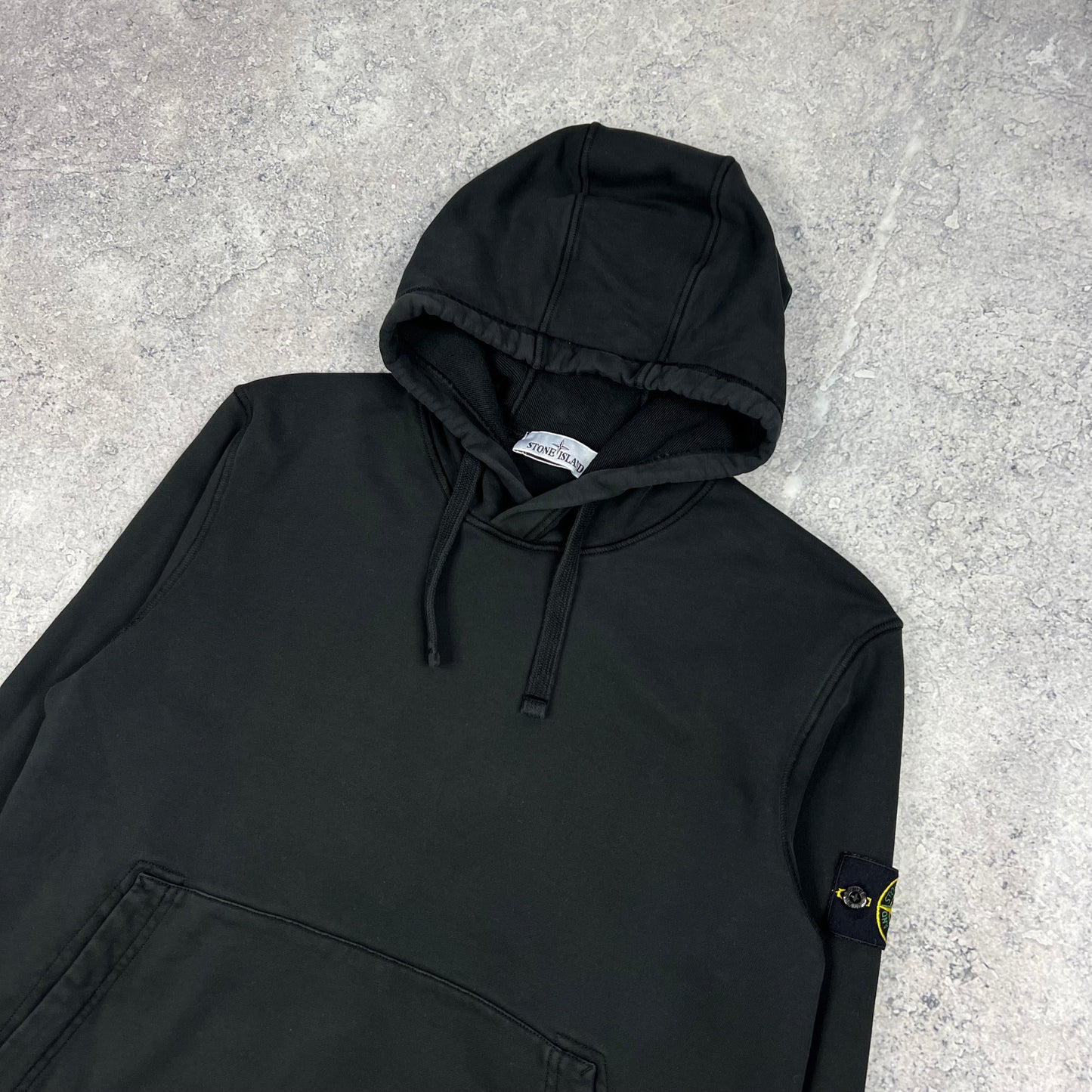 Stone Island Black Pullover Hoodie Large 22.5”