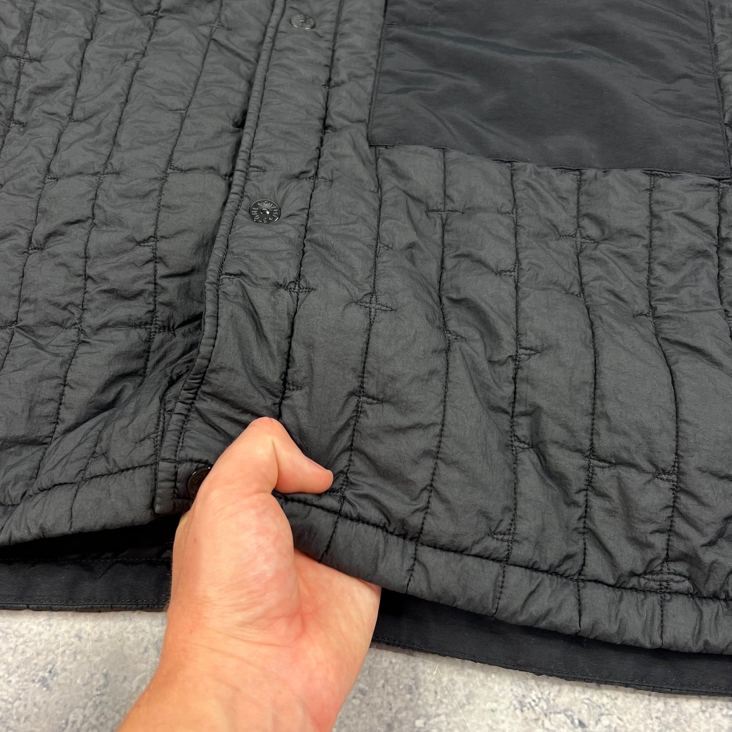 Stone Island Black Quilted Nylon Stella Primaloft Jacket 3XL 27.25” BNWT