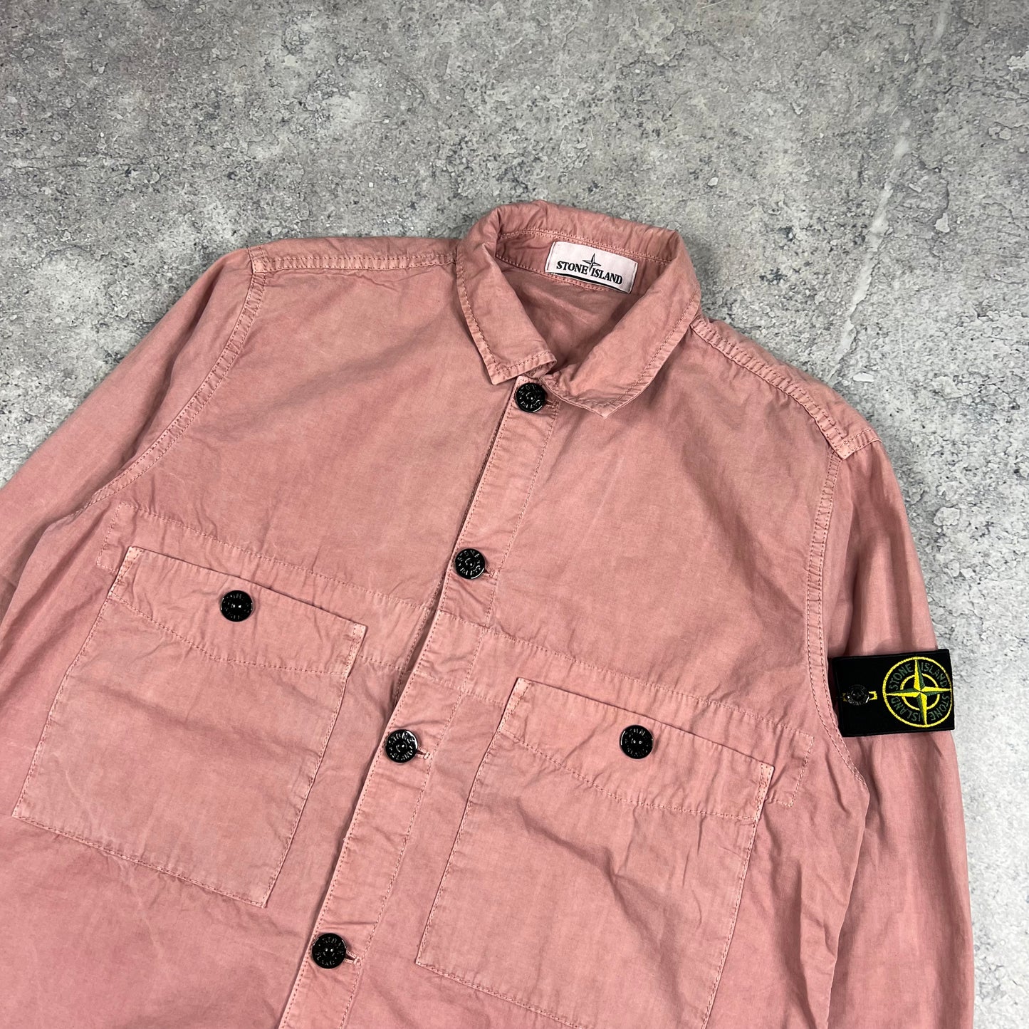 Stone Island Pink Garment Dyed Overshirt Small 22”