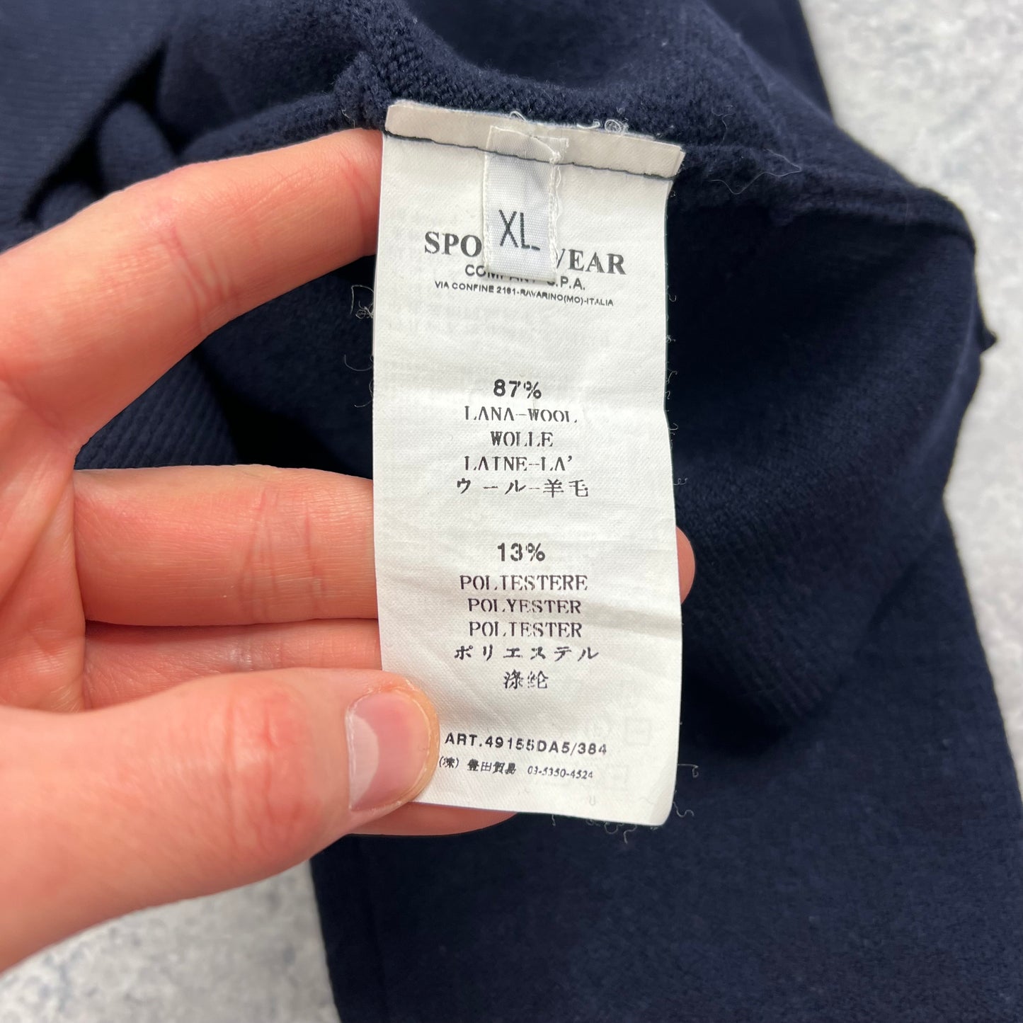 Stone Island Navy Shoulder Knit Wool Sweatshirt XL 22.75”