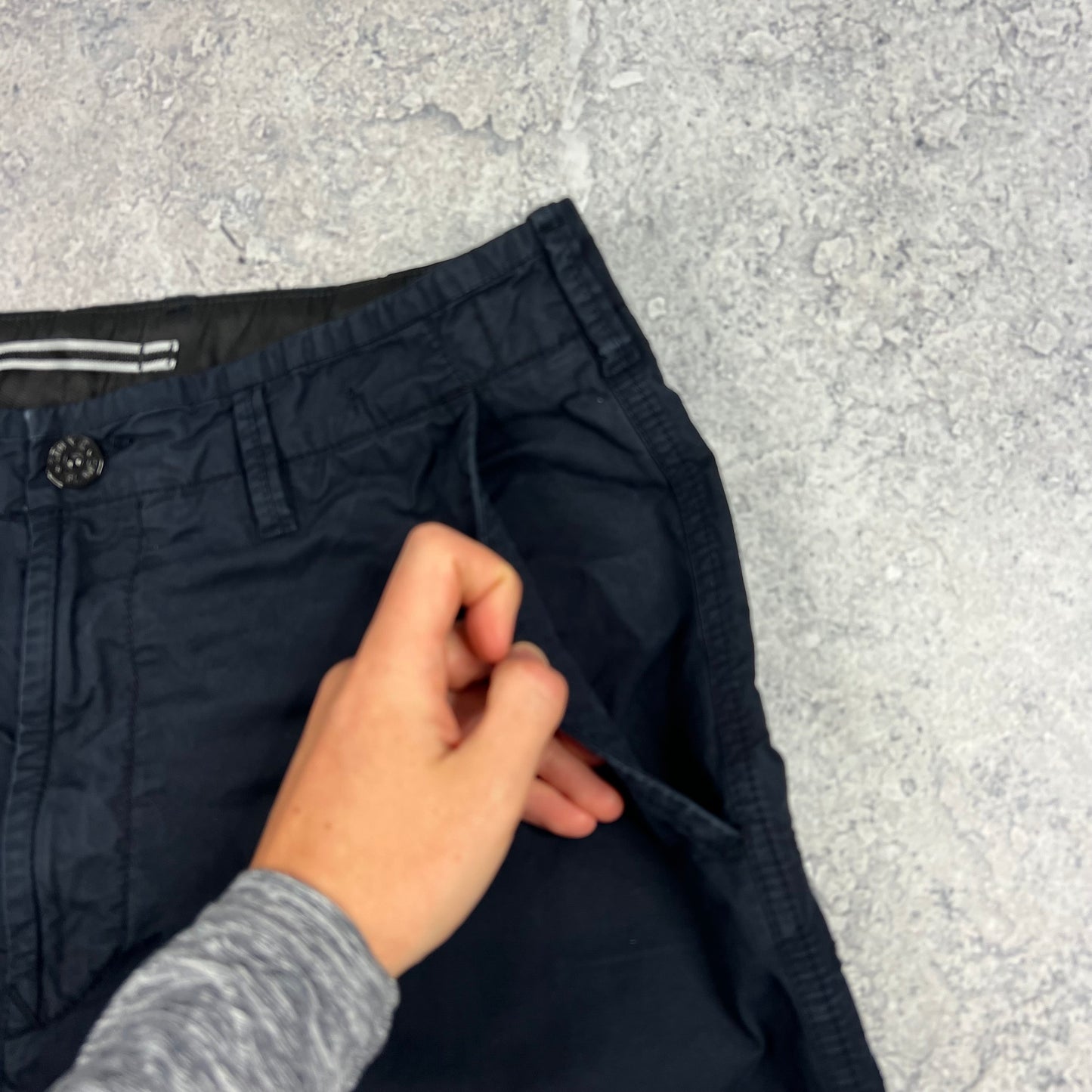 Stone Island Navy Patch Trousers 32”