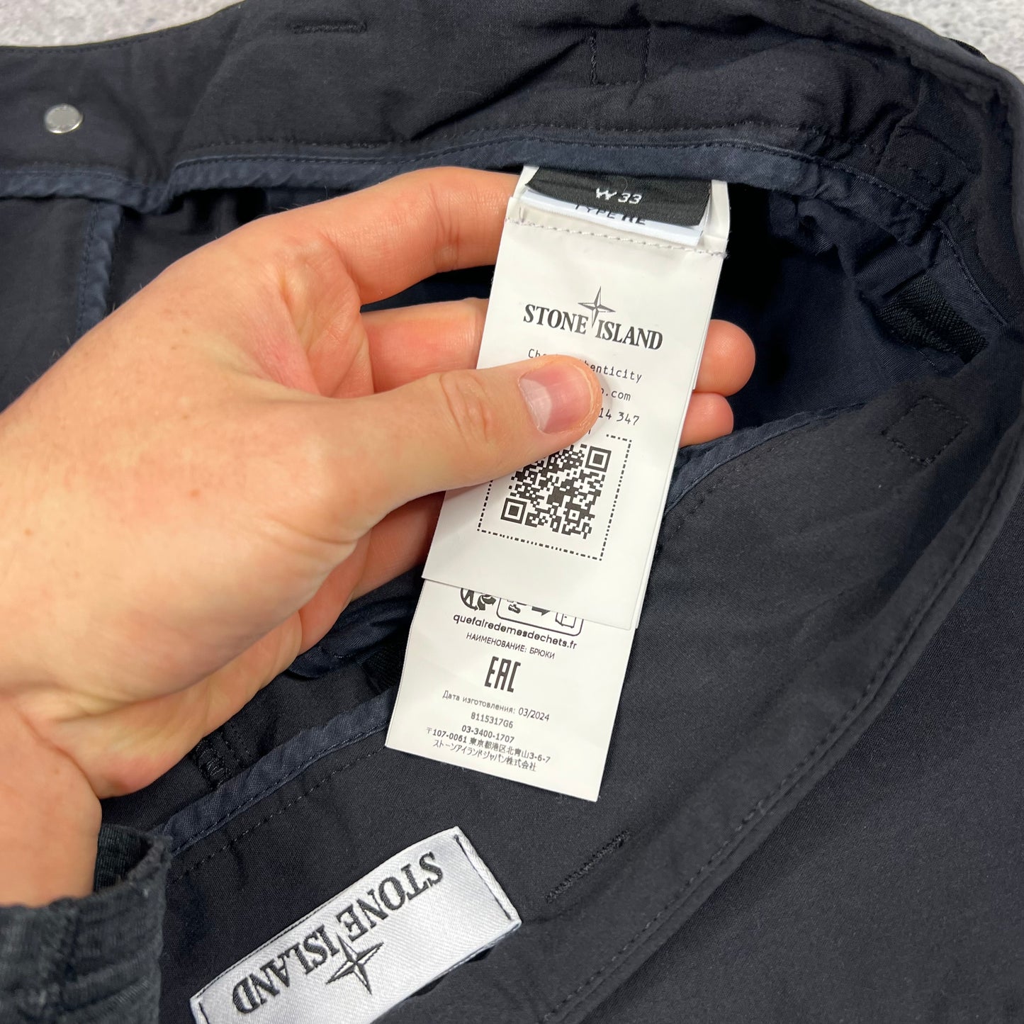 Stone Island Black Stellina Shell Cargo Trousers W34-36”