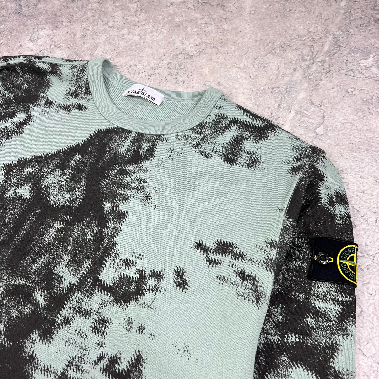 Stone Island Blue Earth Mapping Camo Sweatshirt Large 23.5”