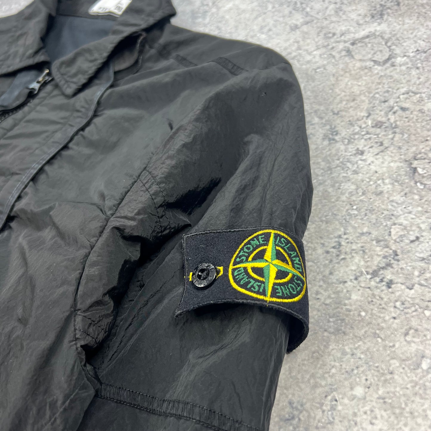 Stone Island Black Nylon Metal Lined Overshirt Medium 20.5”