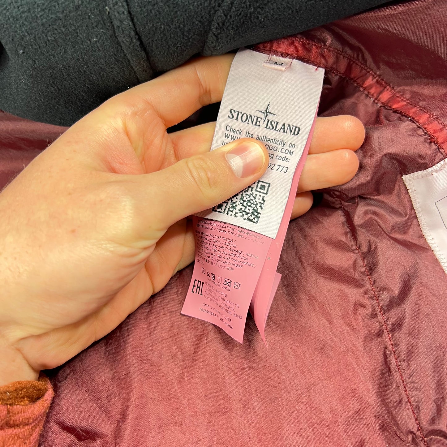 Stone Island x Supreme New Silk Light Red Jacket Medium 23”