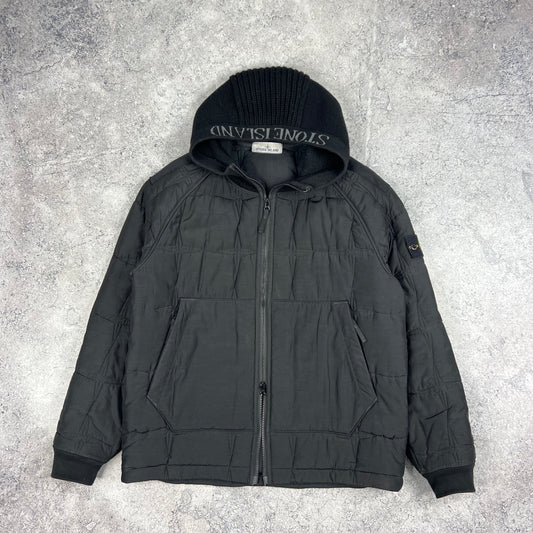 Stone Island Black Cupro Cotton Stella Primaloft Jacket Large 22.5”