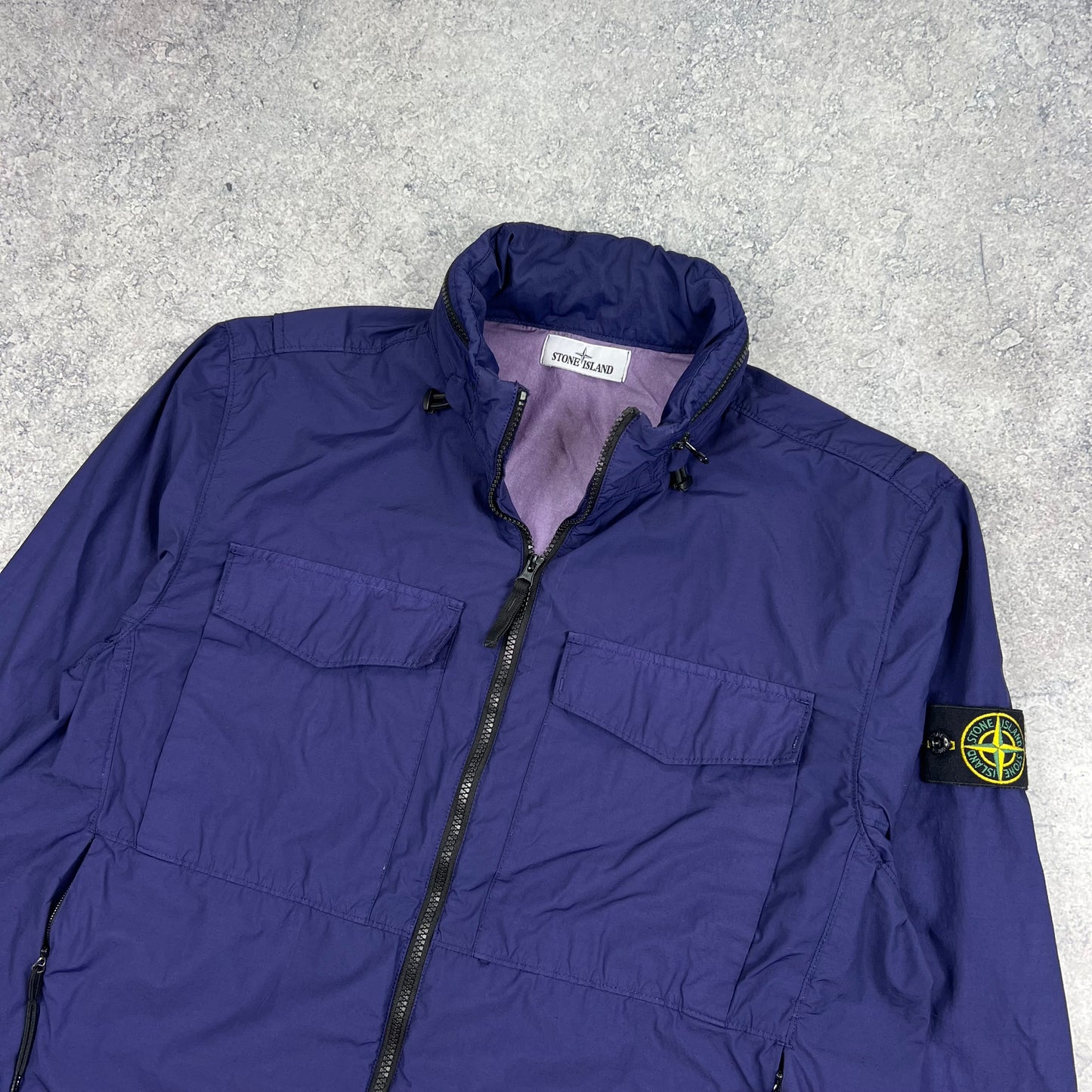 Stone Island Navy Naslan Light Watro Field Jacket XL 23.75”