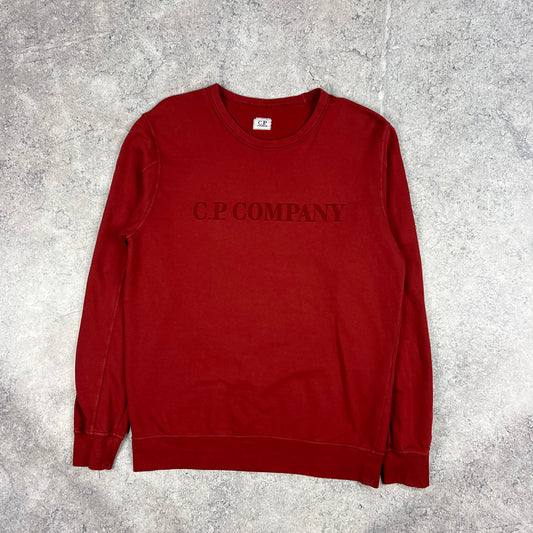 CP Company Red Embroidered Logo Sweatshirt Large 21.25”