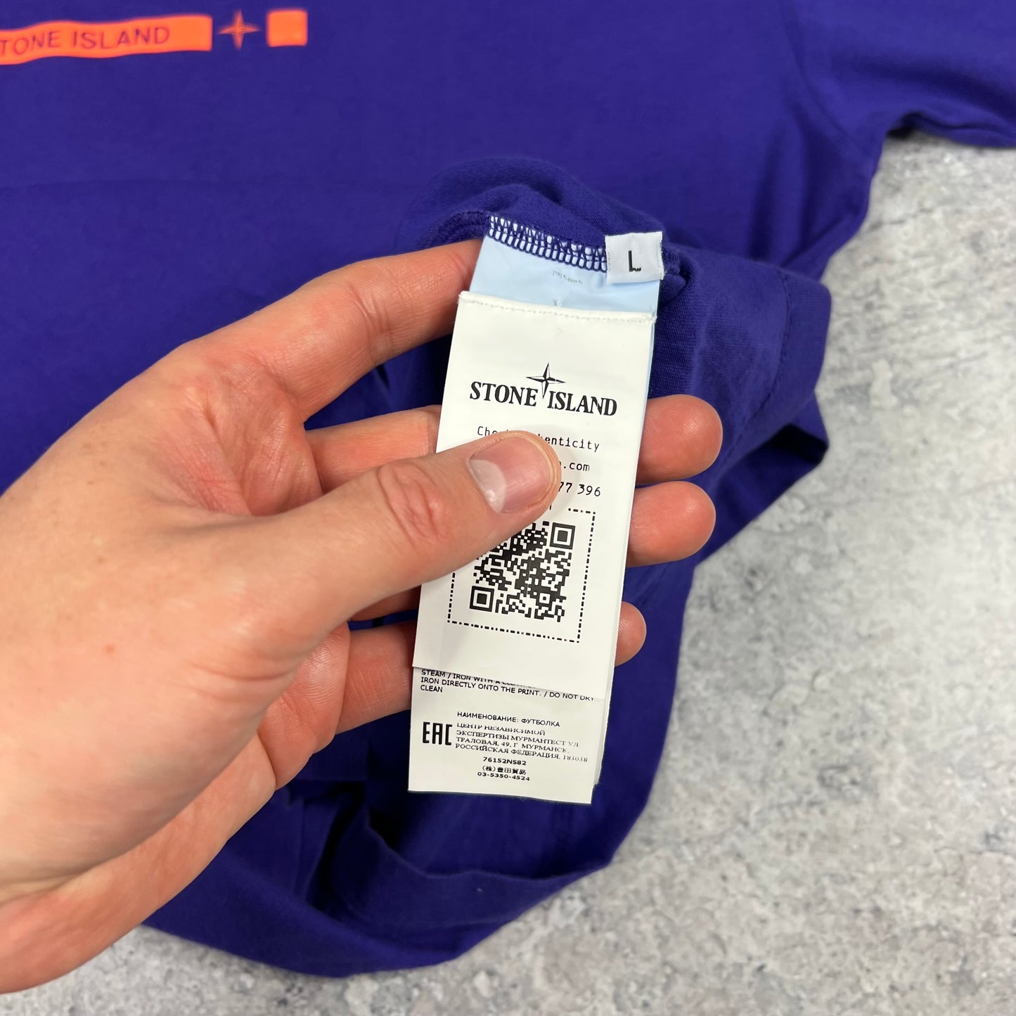 Stone Island Blue/Orange Micro Dot Logo T-Shirt Large 20.25”