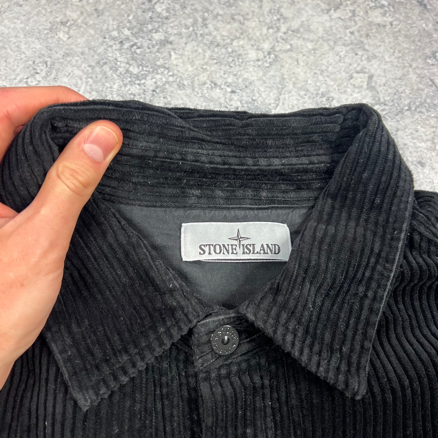 Stone Island Black Corduroy Shirt XXL 25.5”
