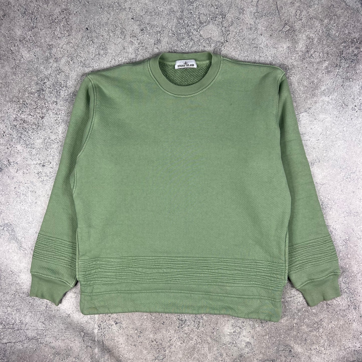 Stone Island Green Heavy Embroidered Logo Sweatshirt XL 25”