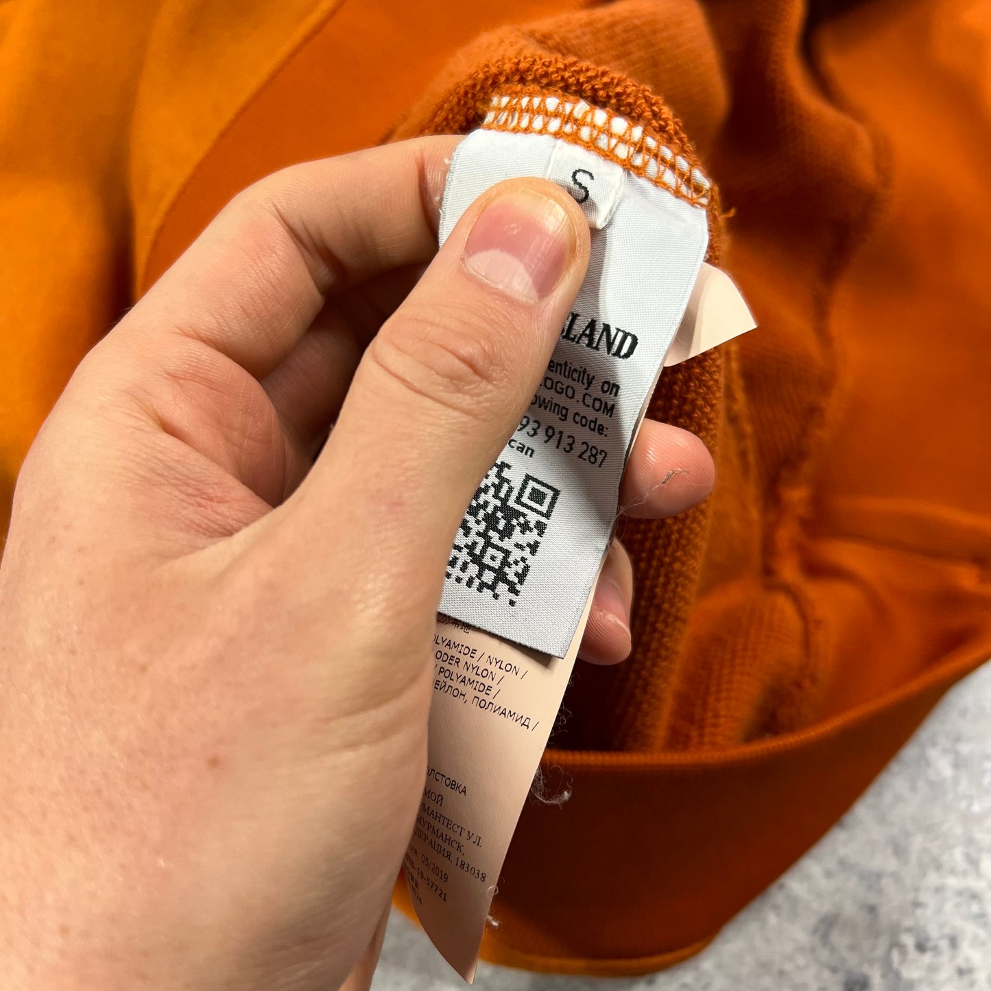 Stone Island Orange Lamy Flock Sweatshirt Small 21.75”