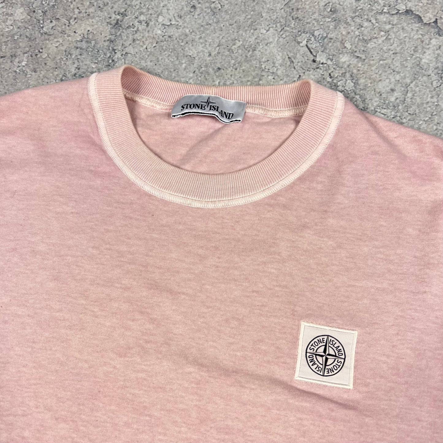 Stone Island Pink Garment Dyed Patch T-Shirt Medium 20.5”