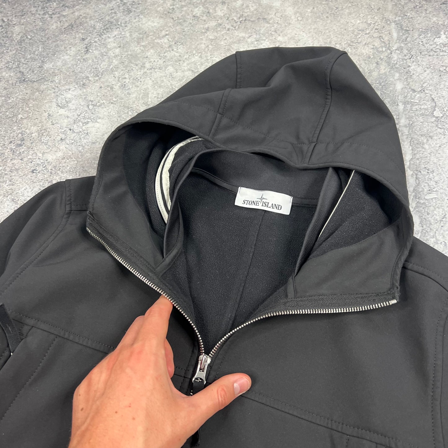 Stone Island Black Softshell Jacket Medium 21.5”