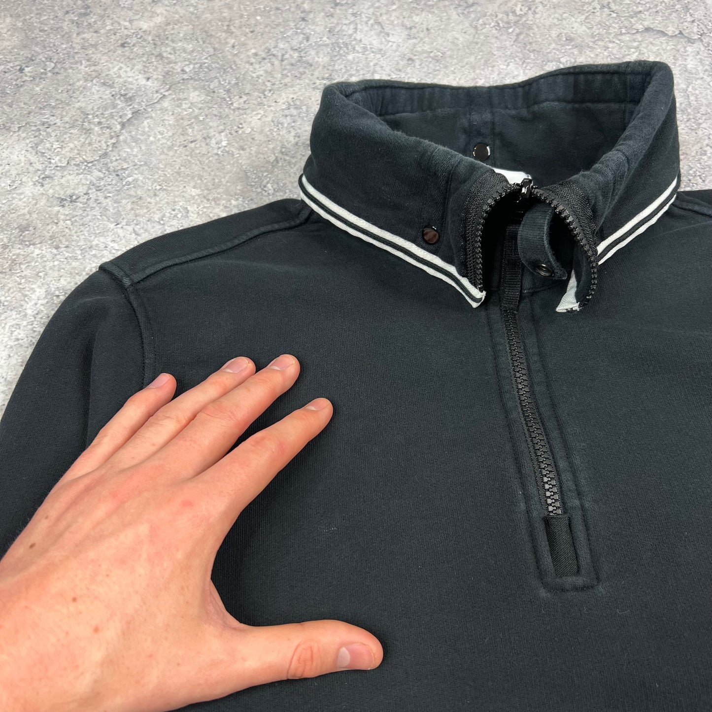 Stone Island Black Quarter Zip Sweatshirt Medium 22”