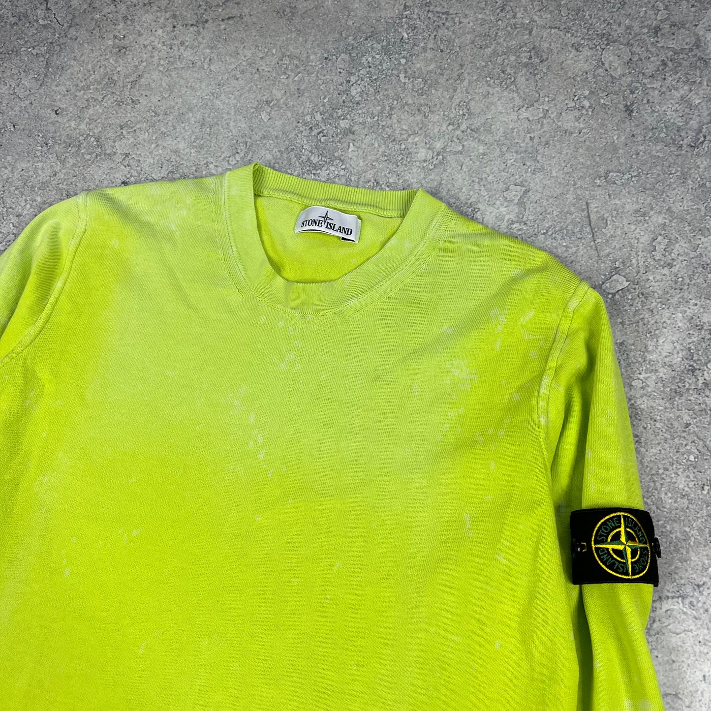 Stone Island Lime OVD Knit Sweatshirt Large 22.75”