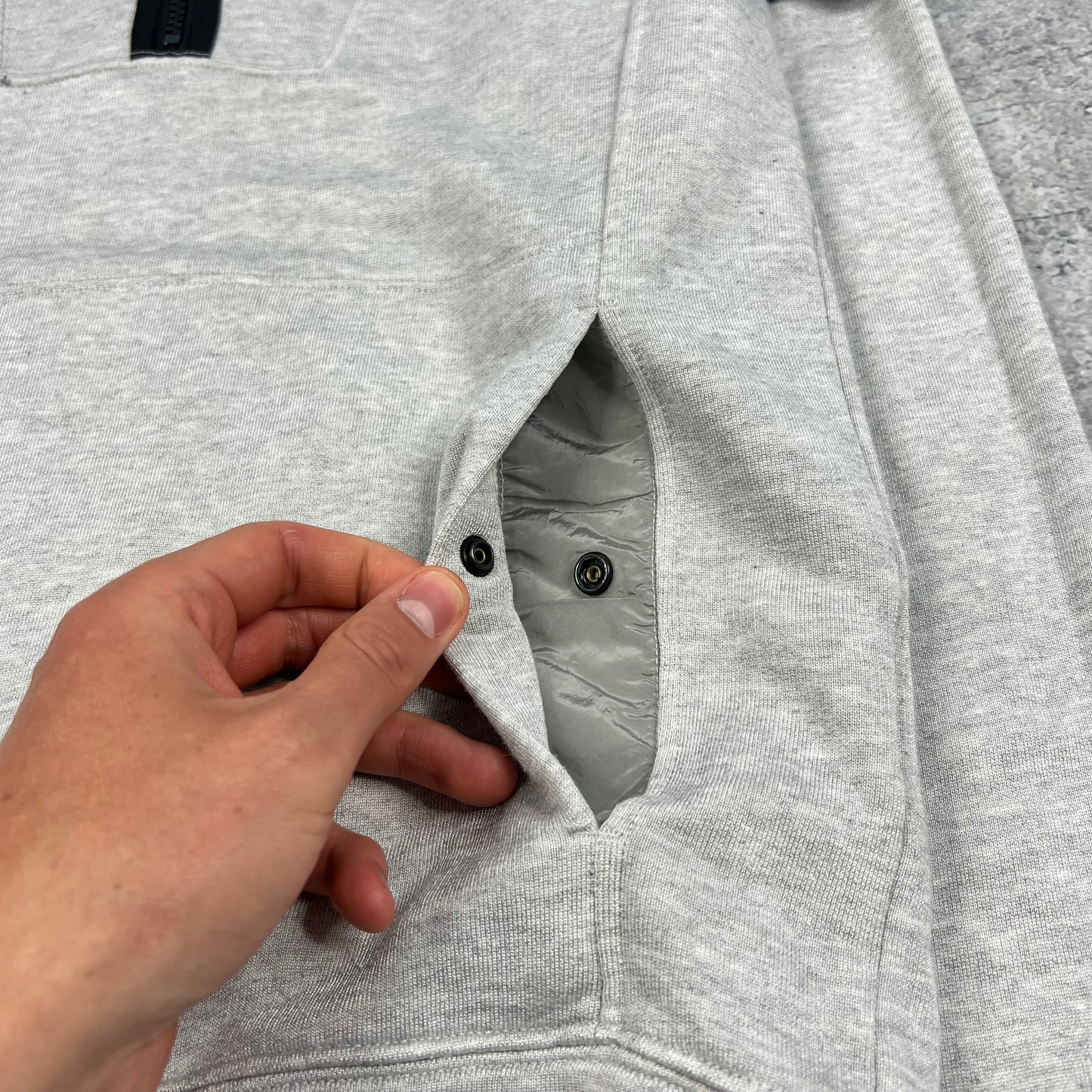 Stone Island Grey Nylon Metal Hoodie Small 19.25”