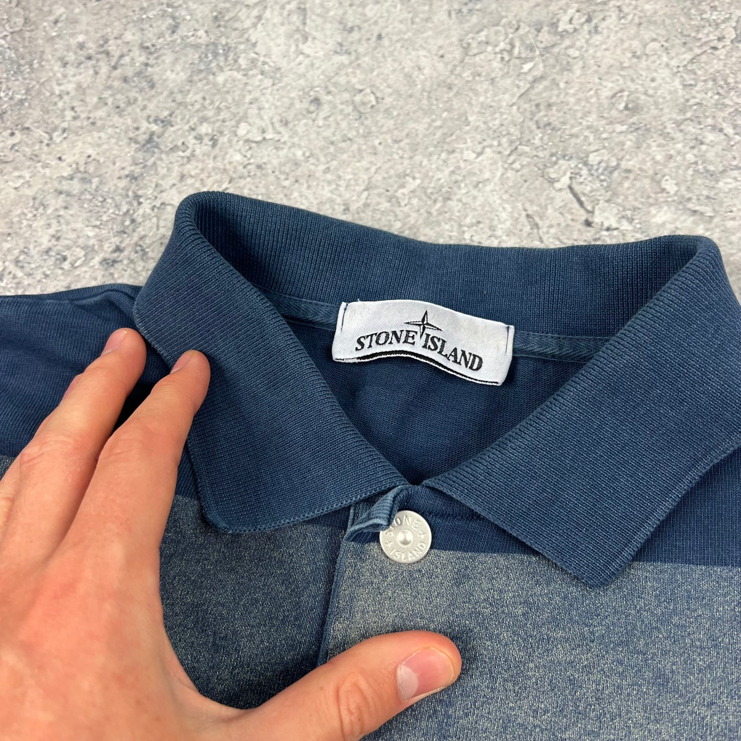 Stone Island Marina Navy/Grey Polo Shirt Medium 23.25”