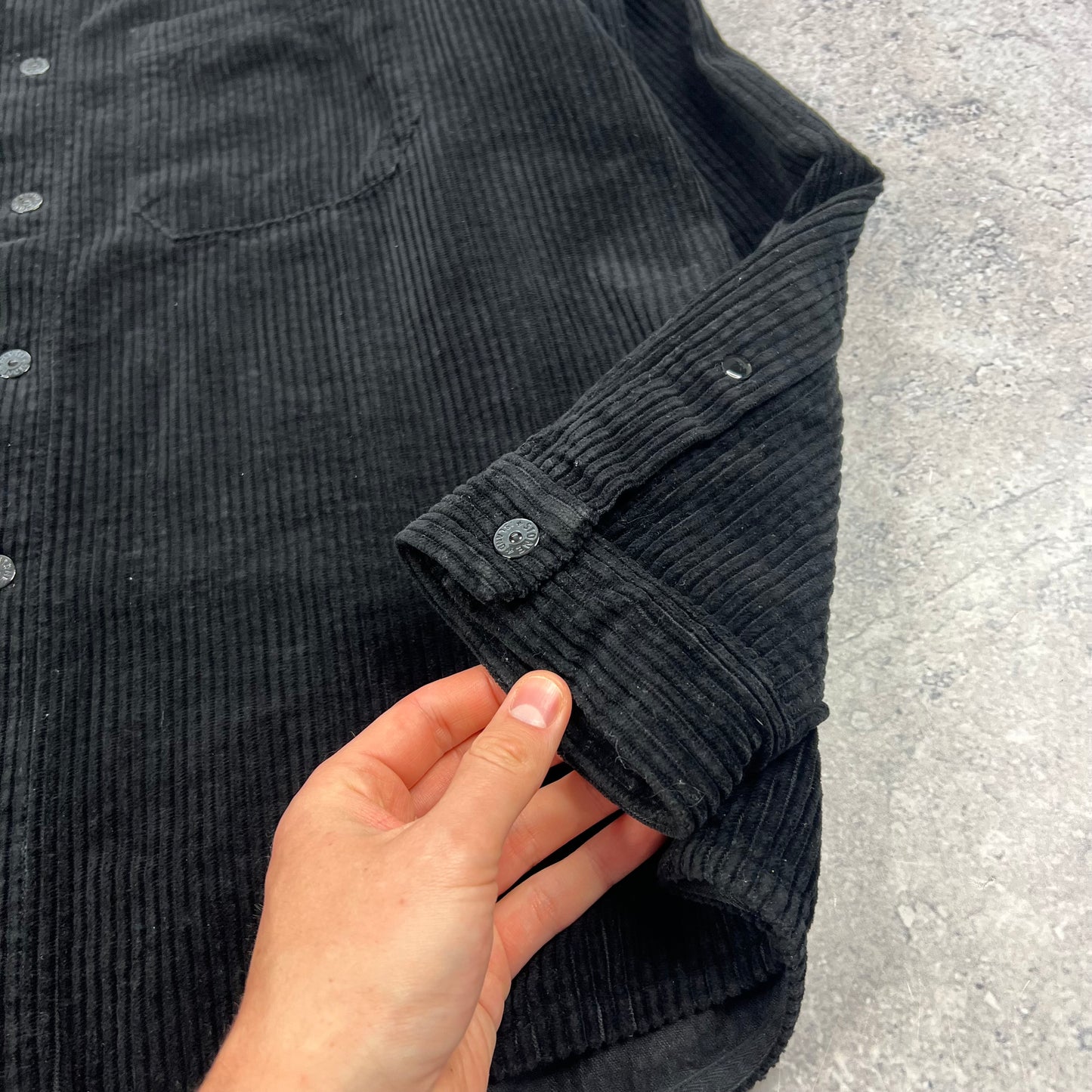 Stone Island Black Corduroy Shirt XXL 25.5”