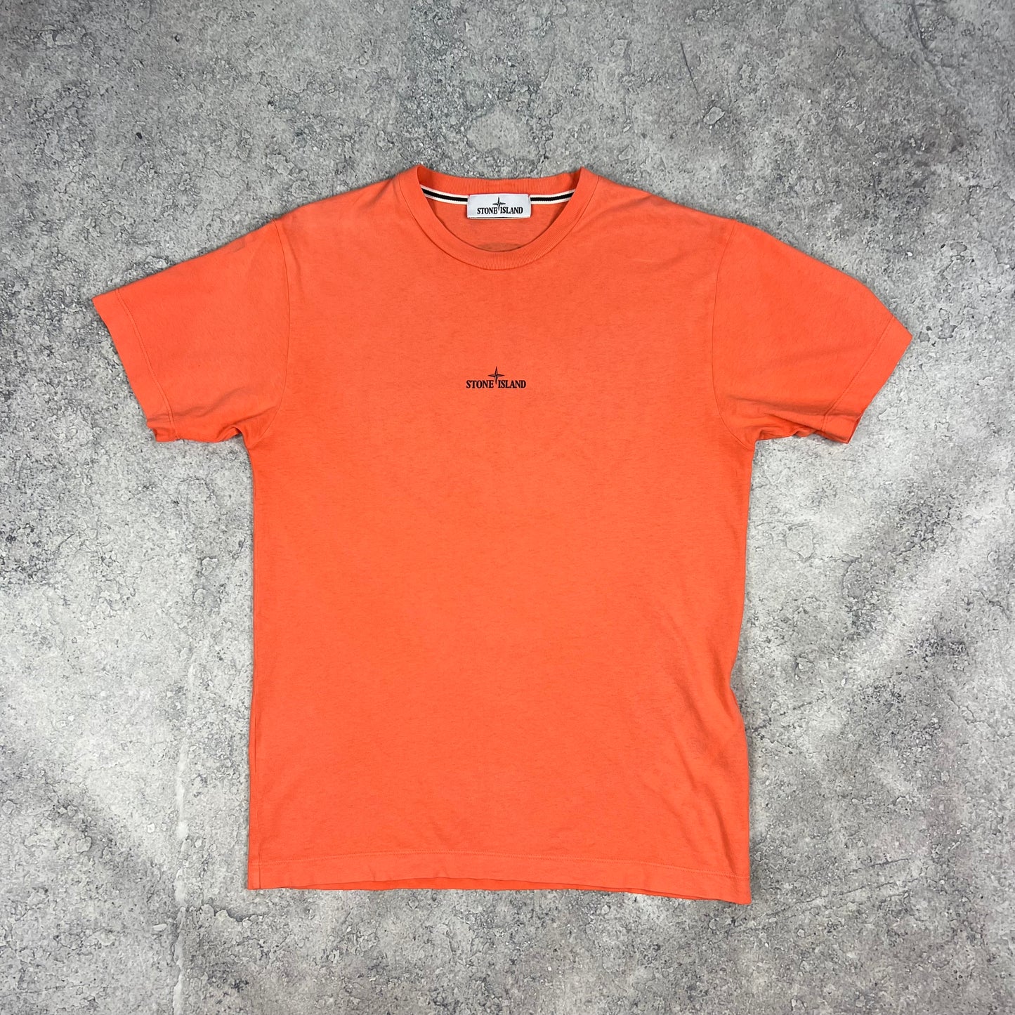 Stone Island Orange Tricromia T-Shirt Small 19”