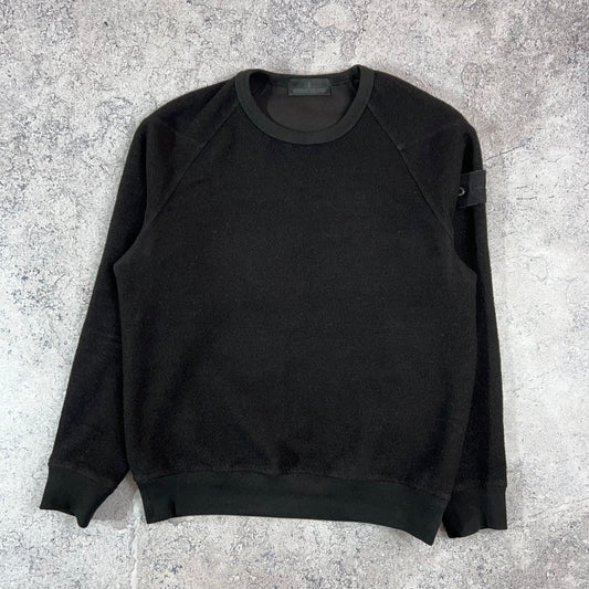 Stone Island Black Wool Ghost Sweatshirt Small 21.5”