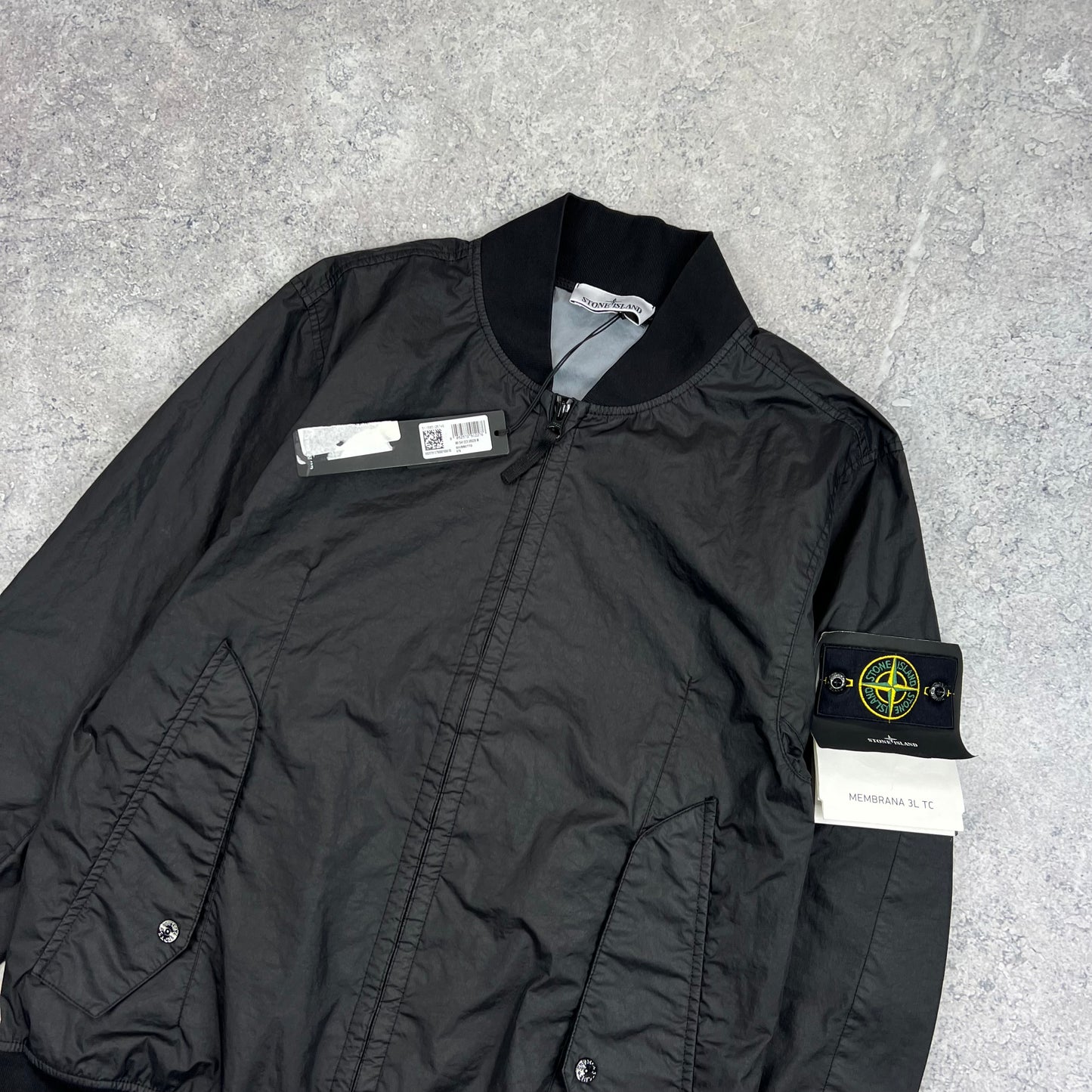 Stone Island Black Membrana Bomber Jacket Medium 22” BNWT