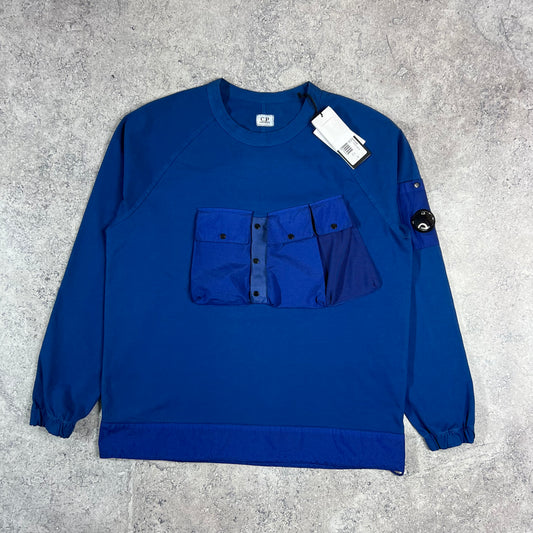 CP Company Blue Heavy Jersey Lens Sweatshirt Large 23.25” BNWT