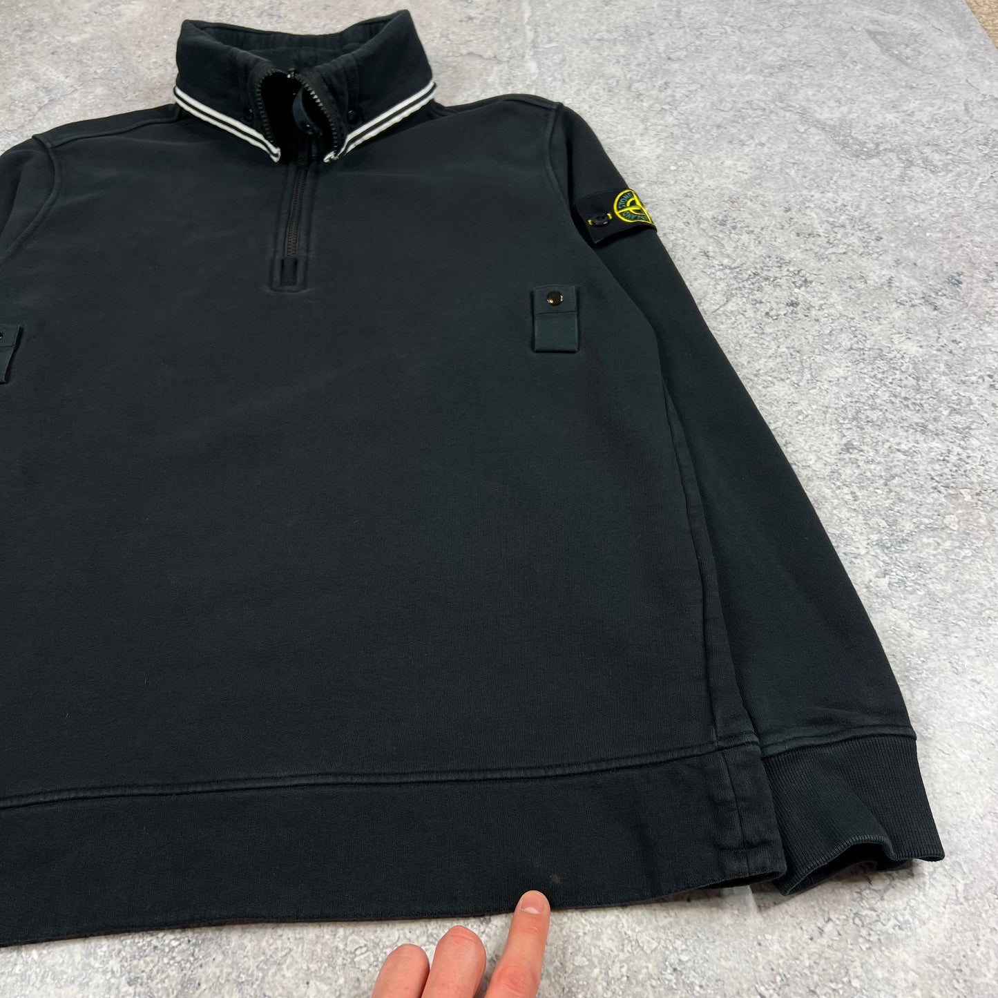 Stone Island Black Quarter Zip Sweatshirt Medium 22”